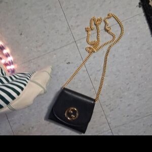 Black Clutch with Gold Chain